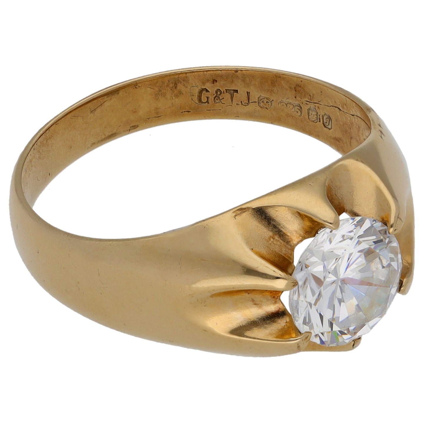 9ct Gold Cubic Zirconia Single Stone Ring Size R