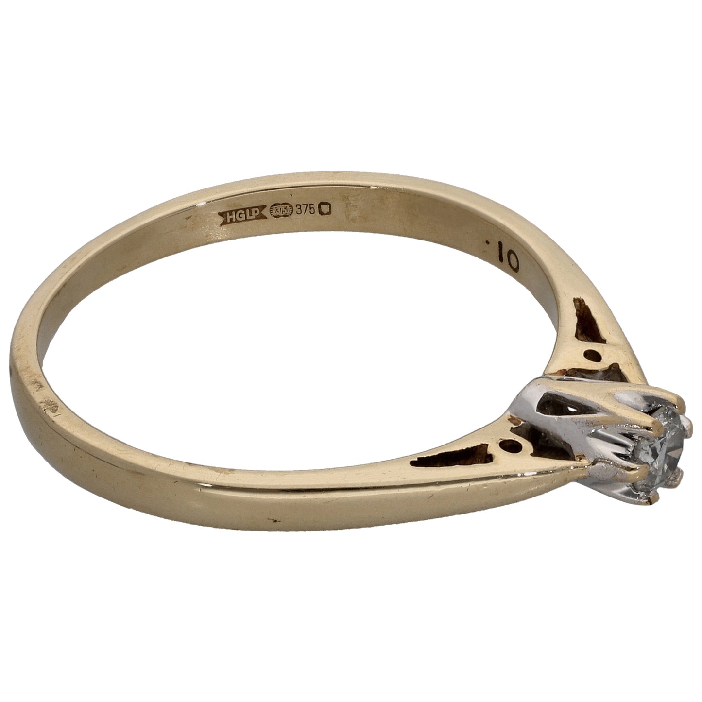 9ct Gold 0.10ct Diamond Solitaire Ring Size P