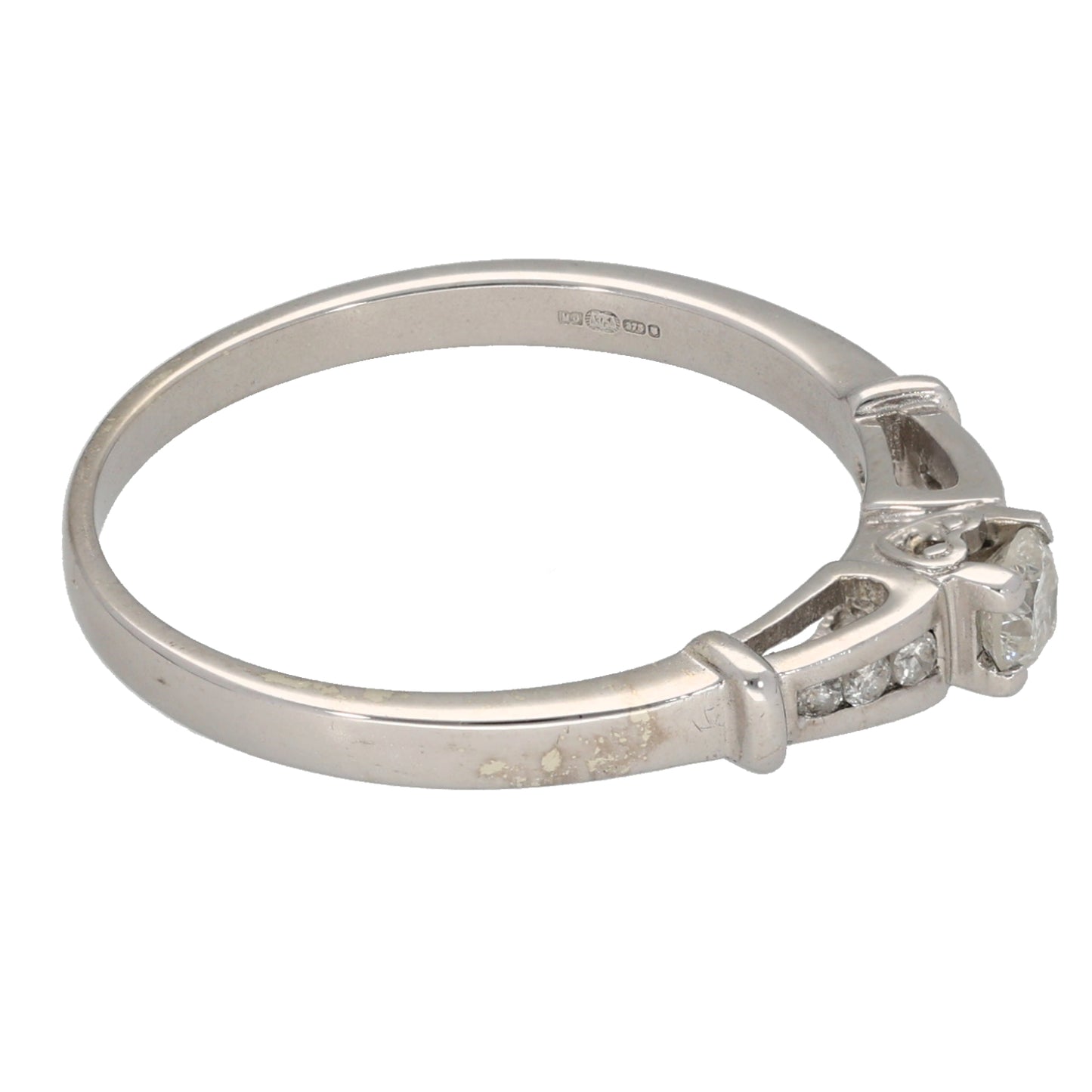 9ct White Gold 0.25ct Diamond Solitaire Ring With Accent Stones Size Q