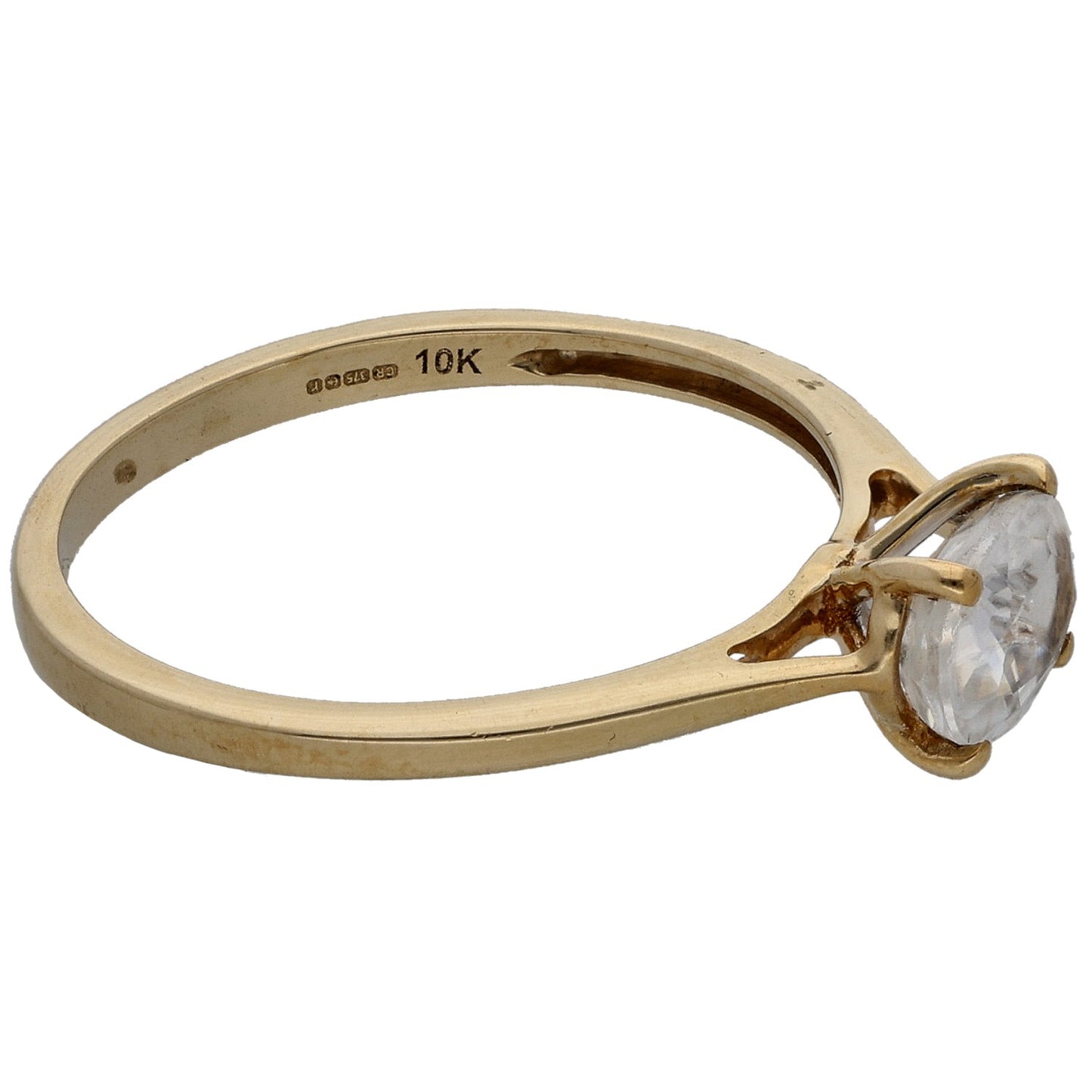 9ct Gold Zircon Single Stone Ring Size N