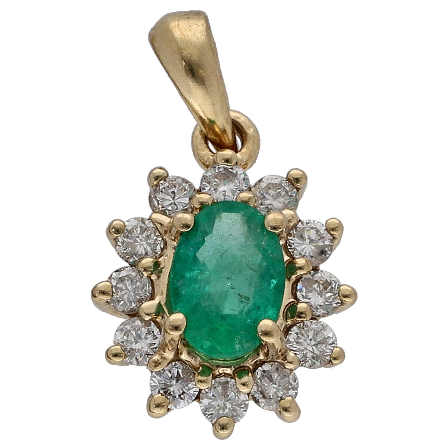 9ct Gold Emerald & 0.36ct Diamond Dress/Cocktail Pendant