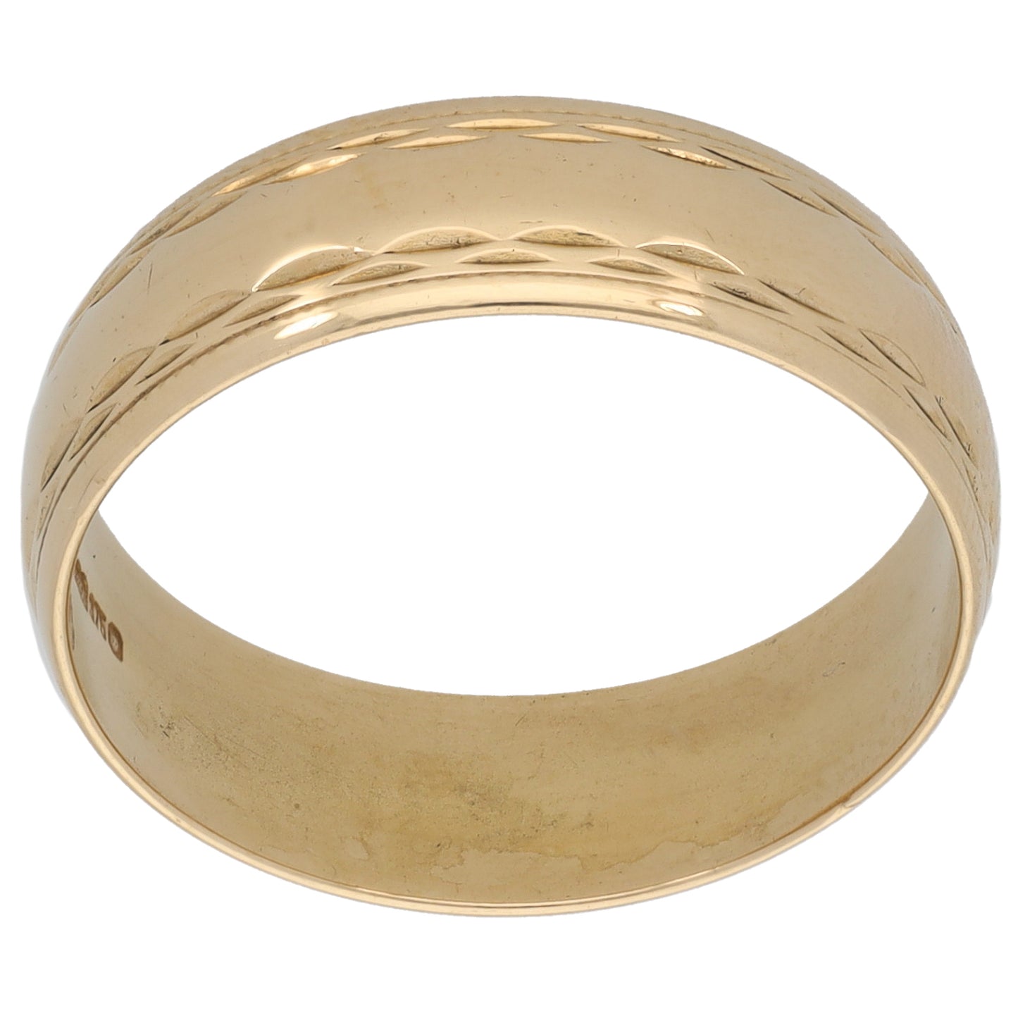 9ct Gold Patterned Wedding Ring Size S