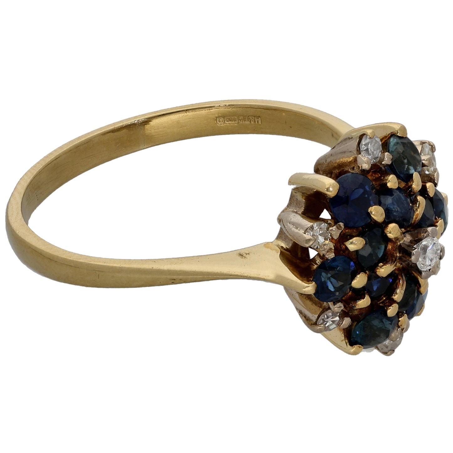 14ct Bicolour Gold Sapphire & 0.22ct Diamond Dress/Cocktail Ring Size T