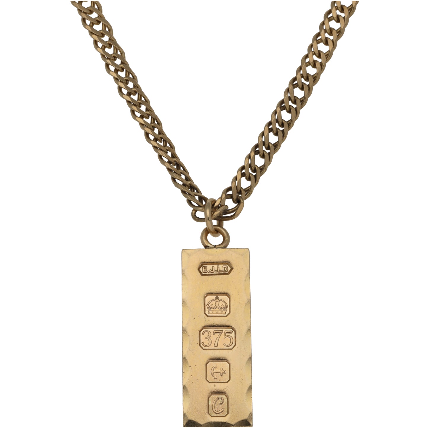 9ct Gold Ingot Pendant With Chain