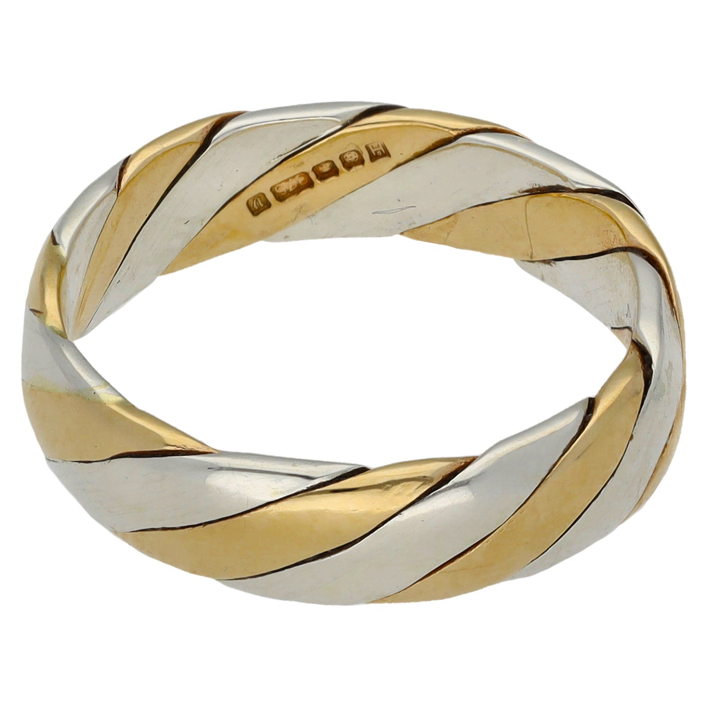 9ct Bicolour Gold Shaped Wedding Ring Size Q