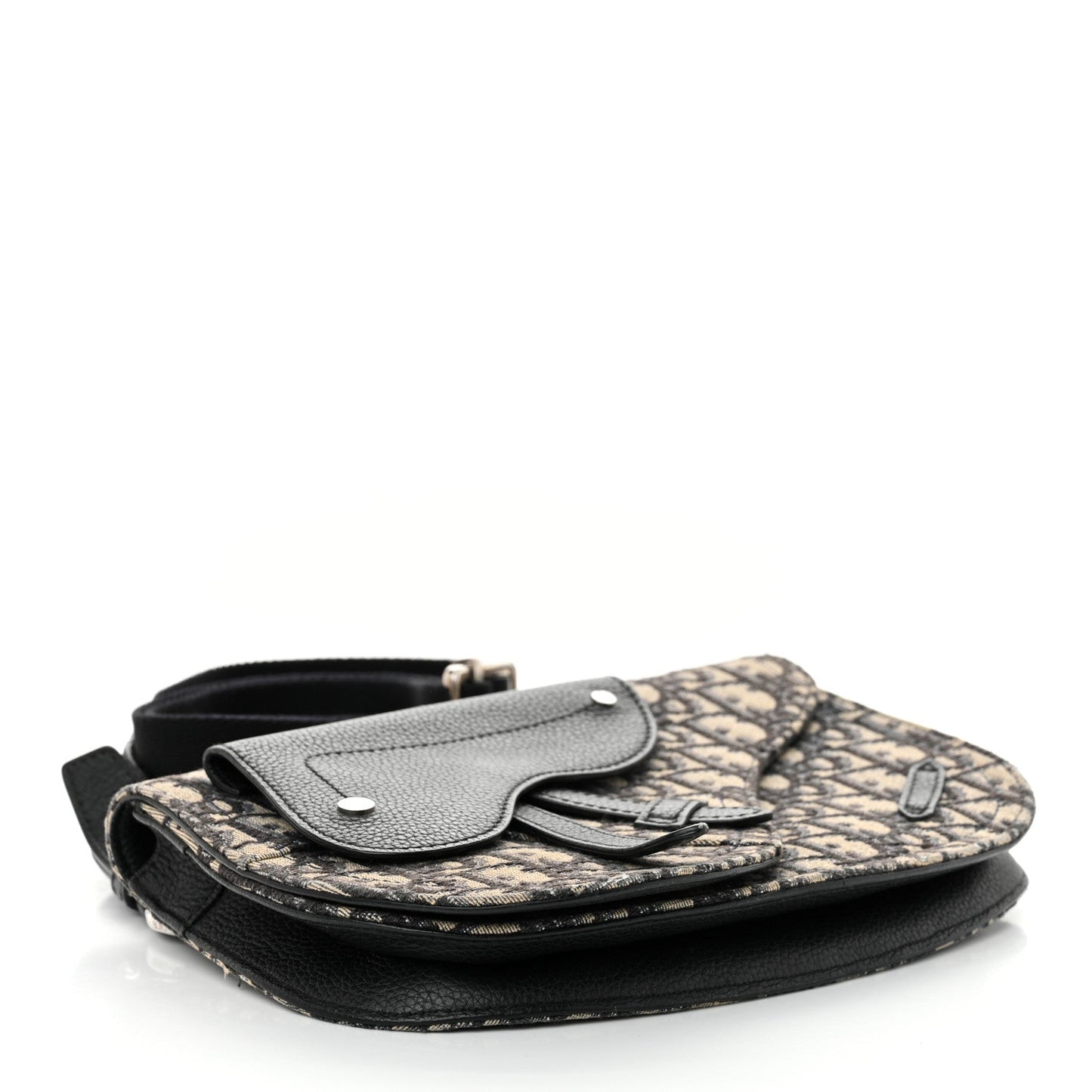 Christian Dior Saddle Messenger Oblique Canvas Bag - Beige & Black