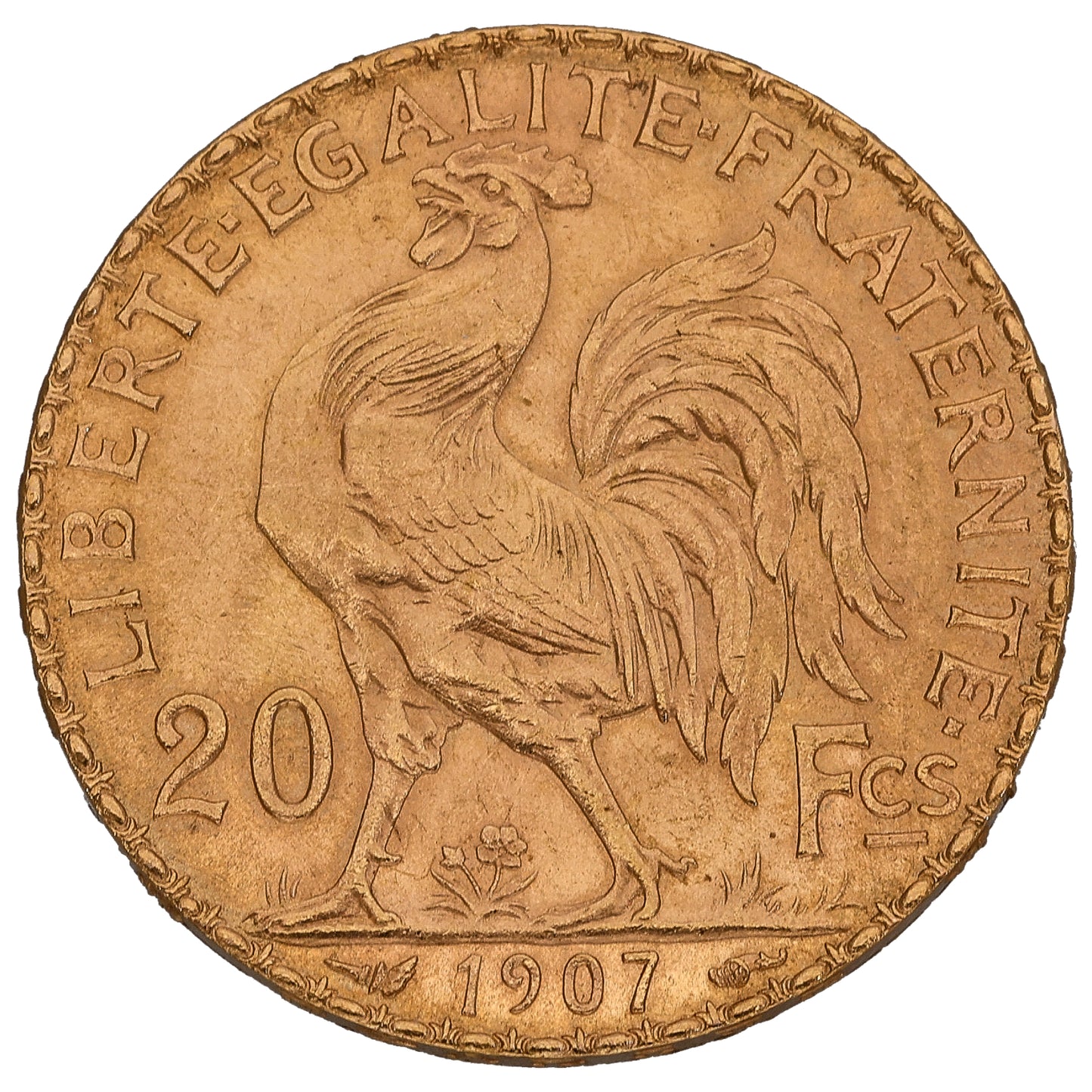 22ct Gold French 20 Francs Coin 1907