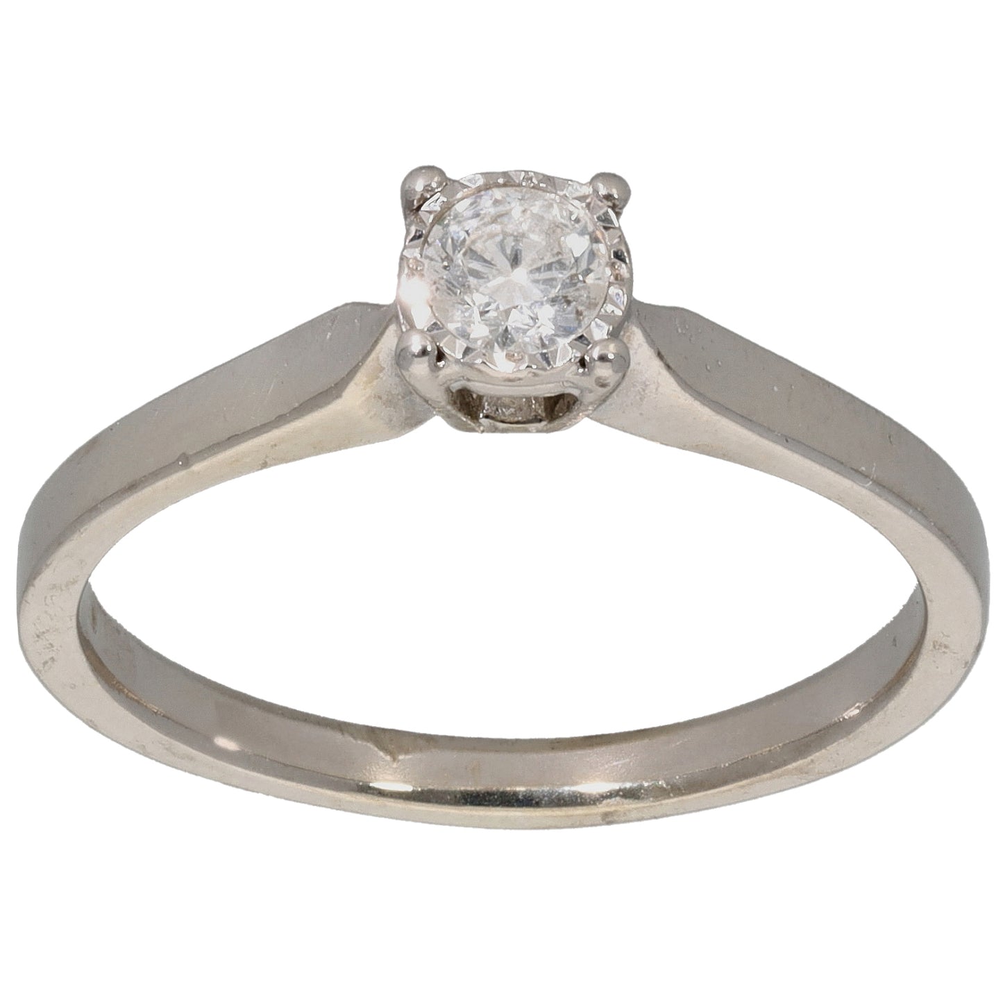 9ct White Gold 0.20ct Diamond Solitaire Ring Size M