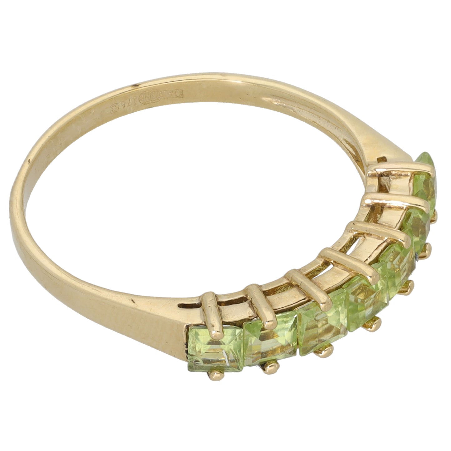 9ct Gold Peridot Half Eternity Ring Size P