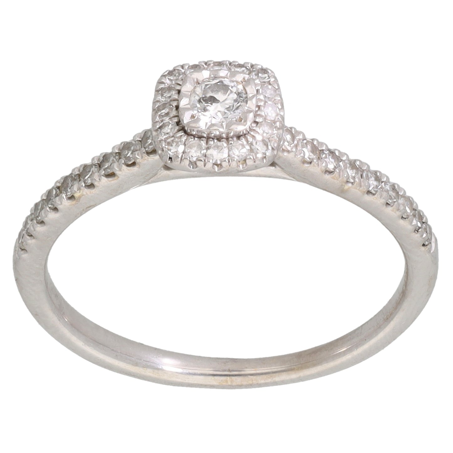 9ct White Gold 0.25ct Diamond Halo Ring Size M