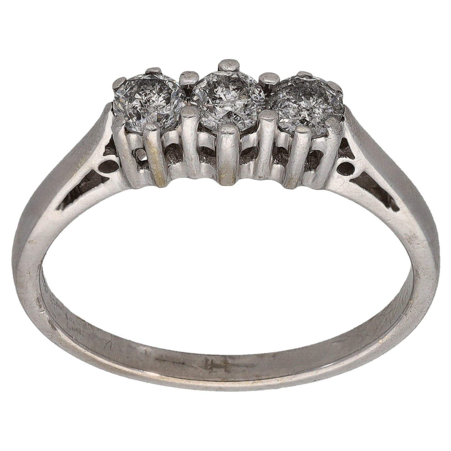 9ct White Gold 0.50ct Diamond Trilogy Ring Size P
