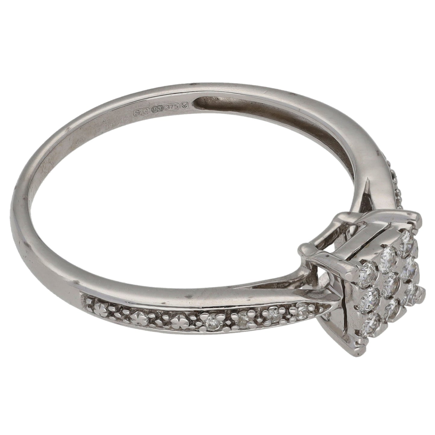 9ct White Gold 0.32ct Diamond Dress/Cocktail Ring Size T