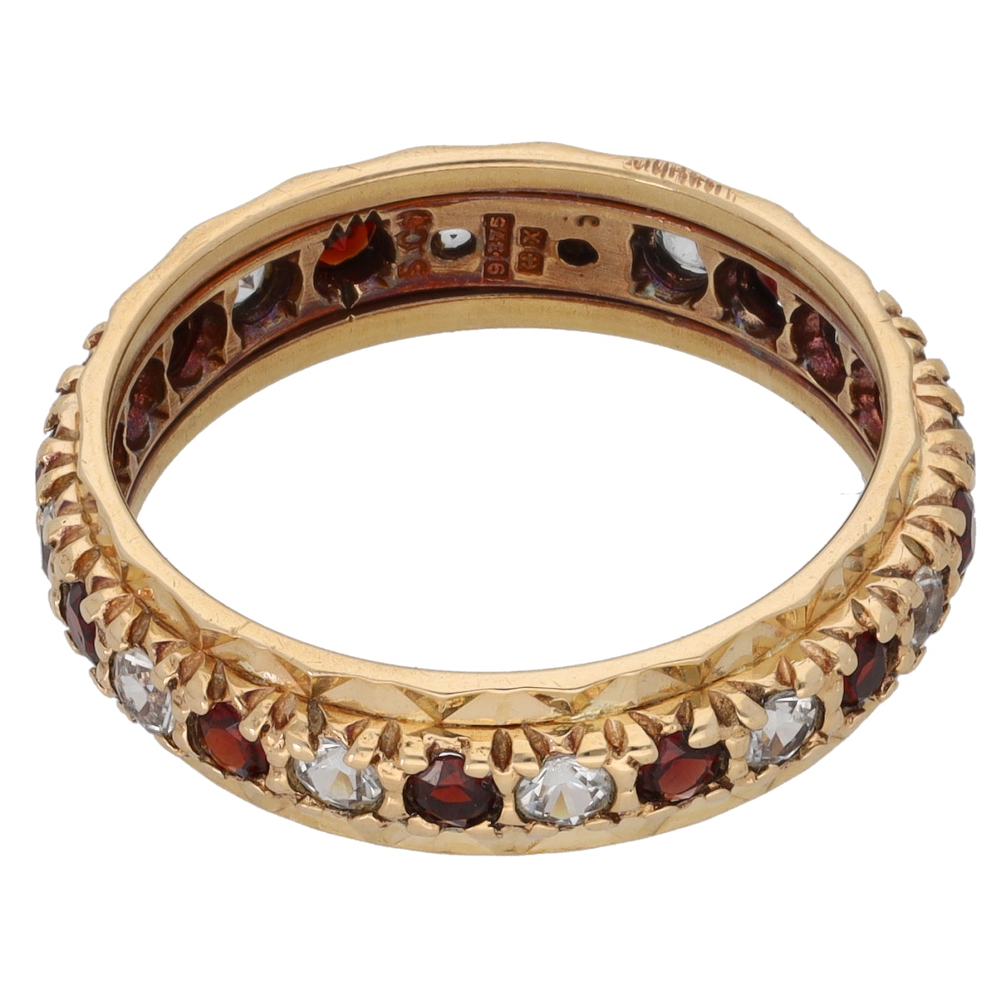 9ct Gold Garnet & Cubic Zirconia Eternity Ring Size O