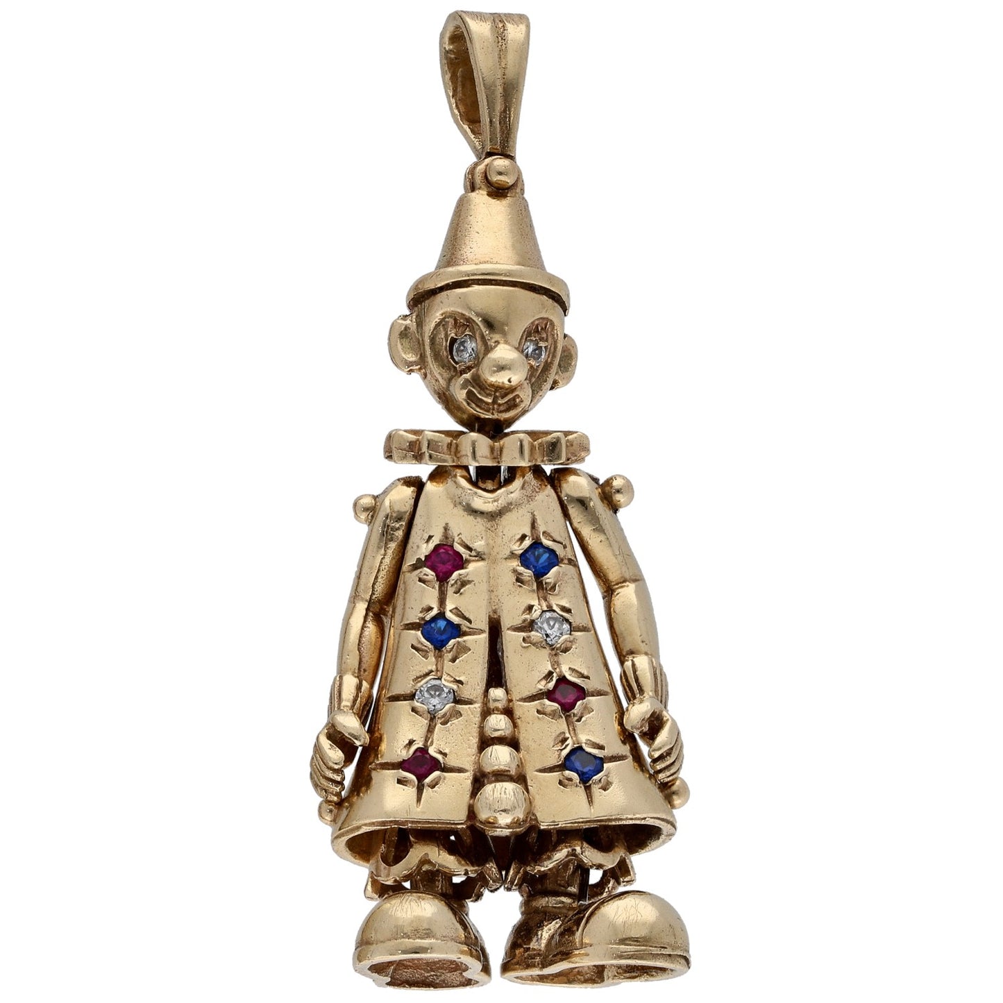 9ct Gold Imitation Gems Clown Pendant