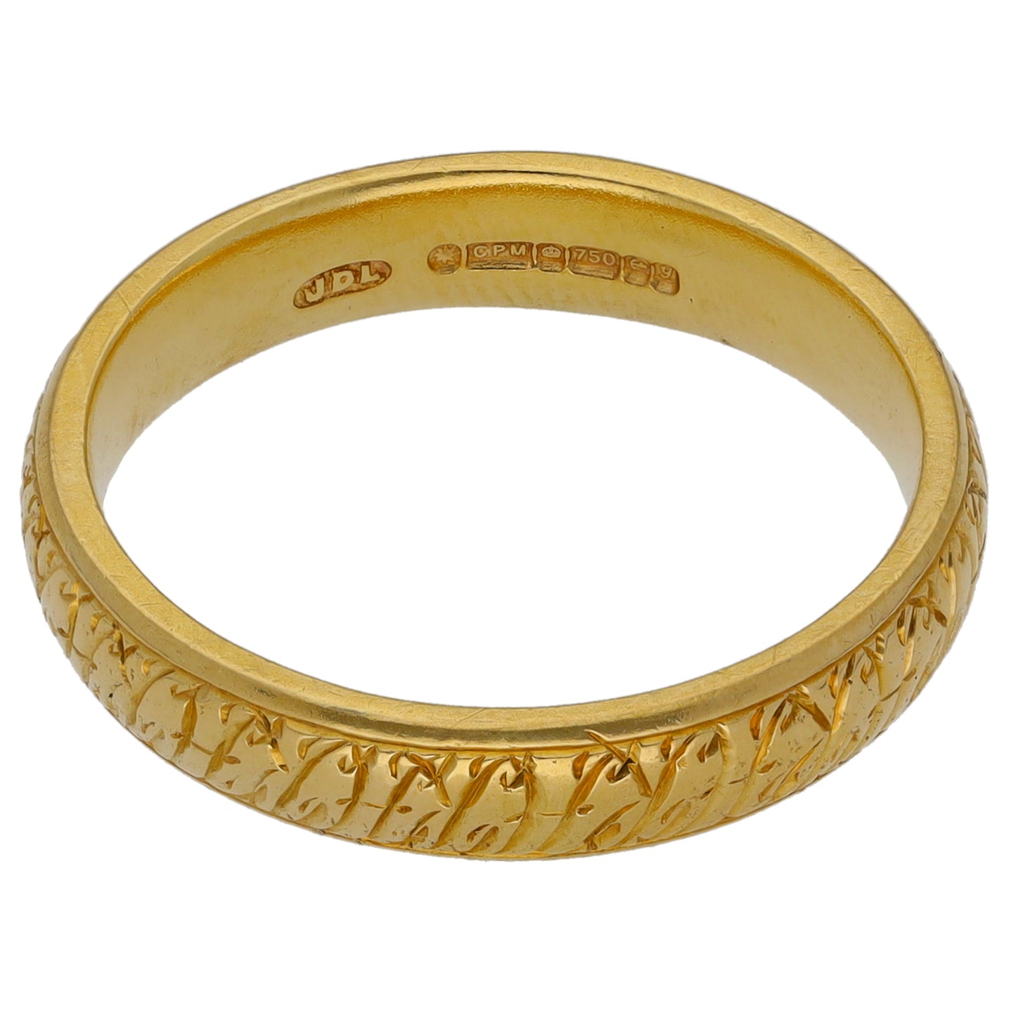 18ct Gold Patterned Wedding Ring Size N