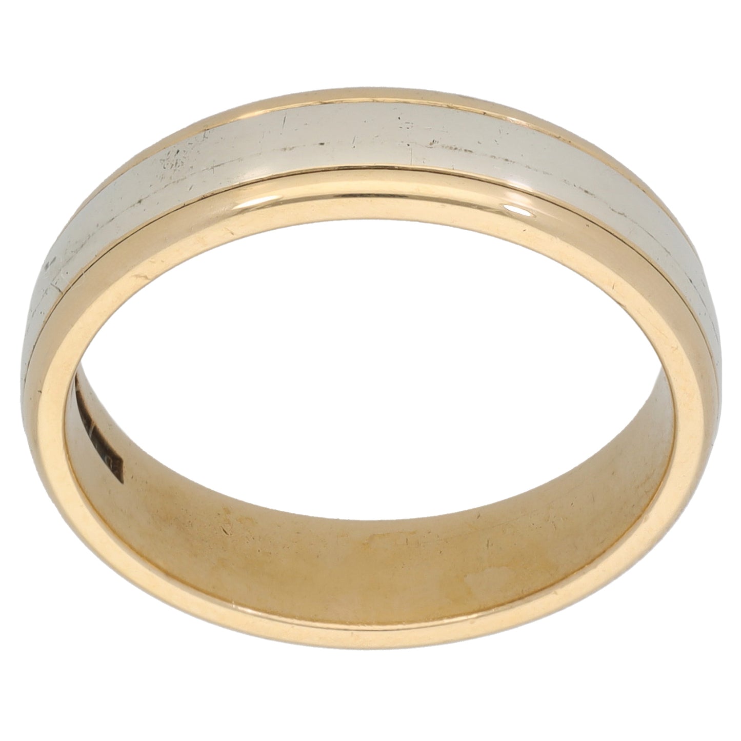 9ct Bi-Colour Gold Patterned Wedding Ring Size R