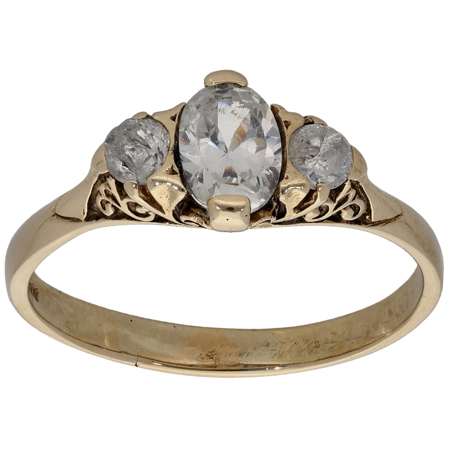 9ct Gold Cubic Zirconia Three Stone Ring Size U