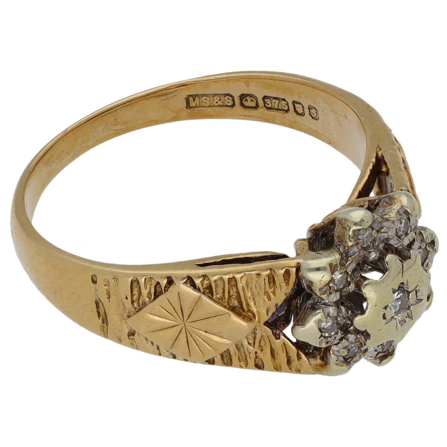 9ct Gold 0.045ct Diamond Cluster Ring Size N