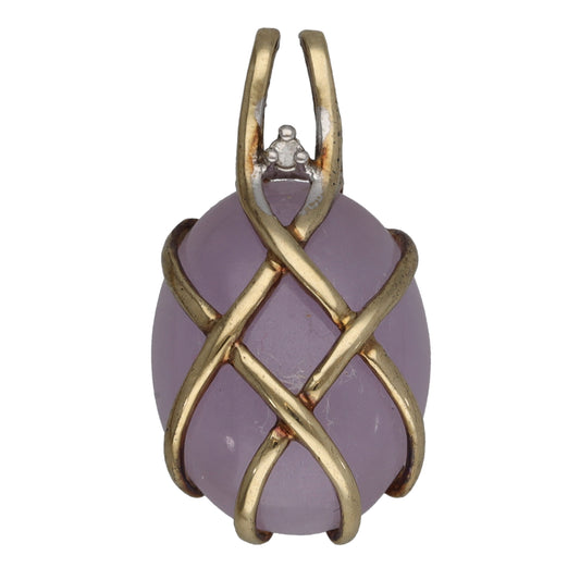9ct Gold Jade & 0.005ct Diamond Dress/Cocktail Pendant