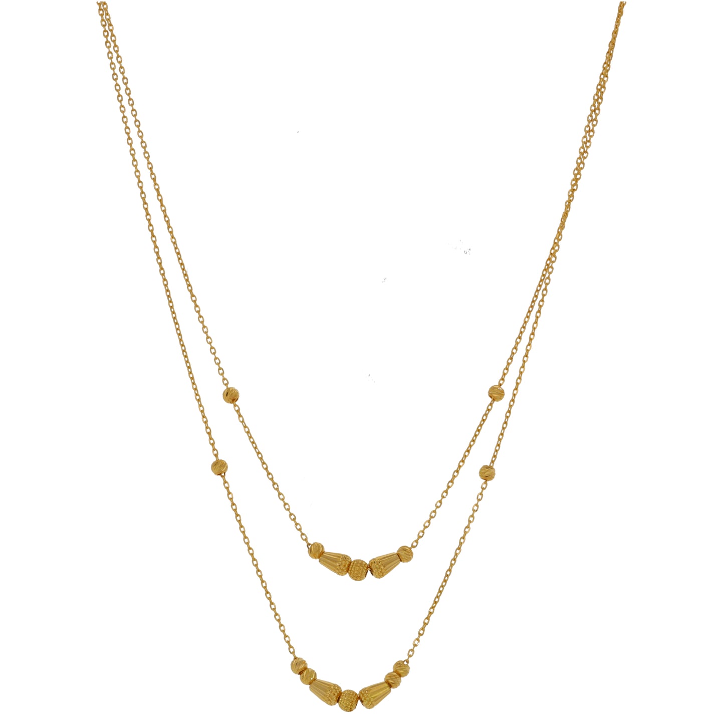 New 22ct Gold 2 Row Beaded Necklace 18"