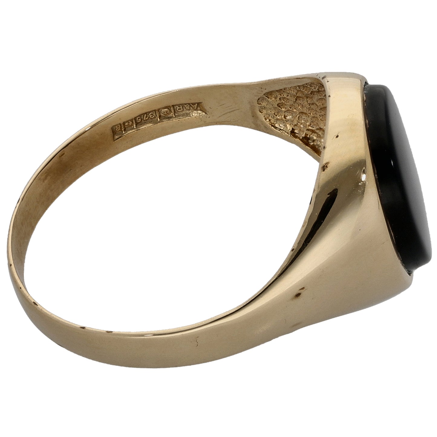 9ct Gold Onyx Single Stone Signet Ring Size R