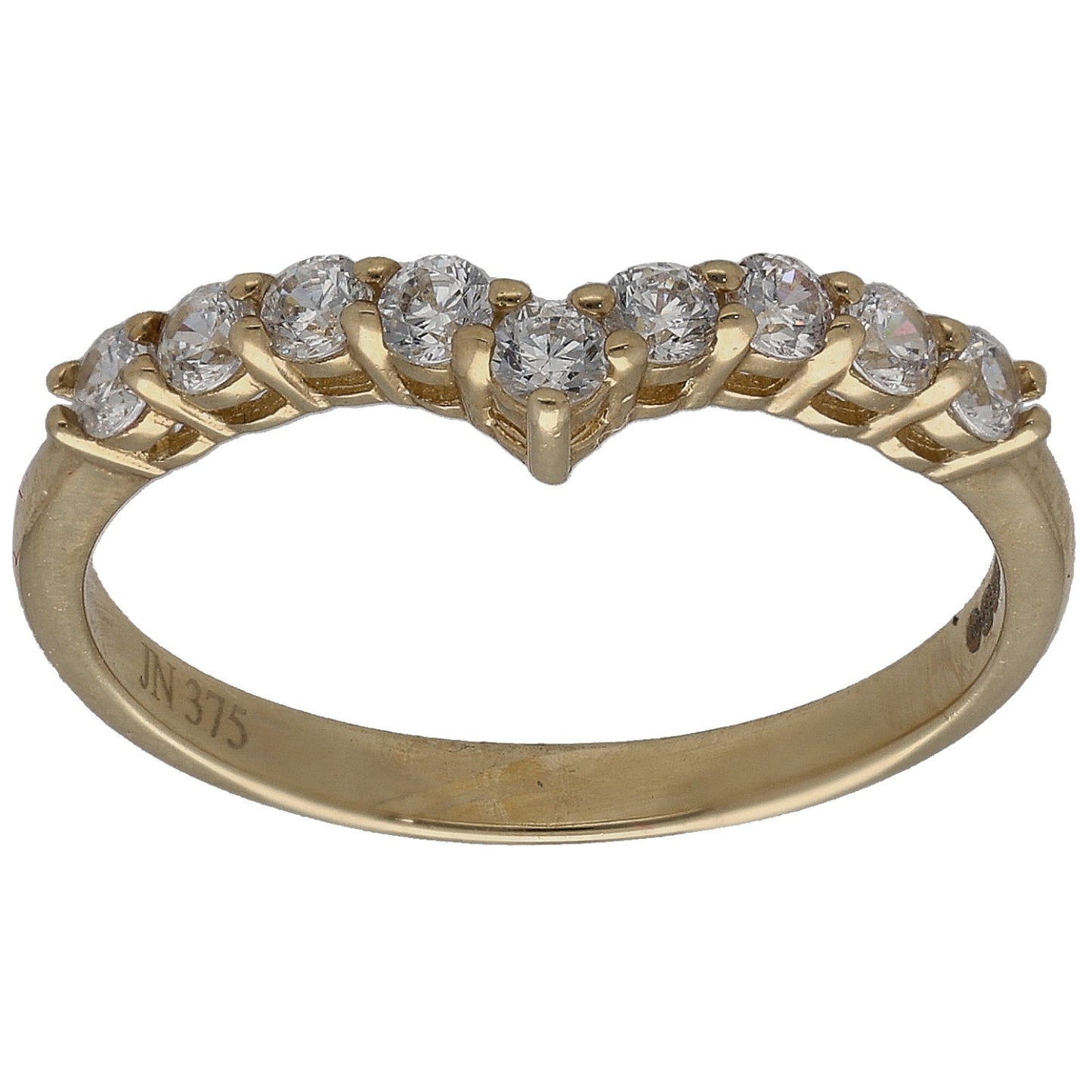 9ct Gold Cubic Zirconia Wishbone Ring Size O