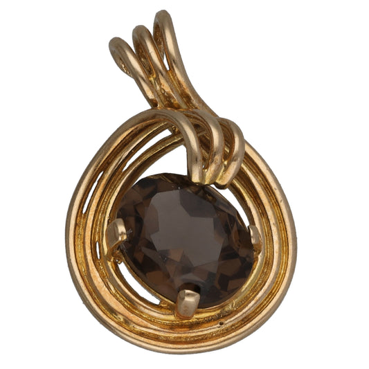 9ct Gold Smoky Quartz Single Stone Pendant