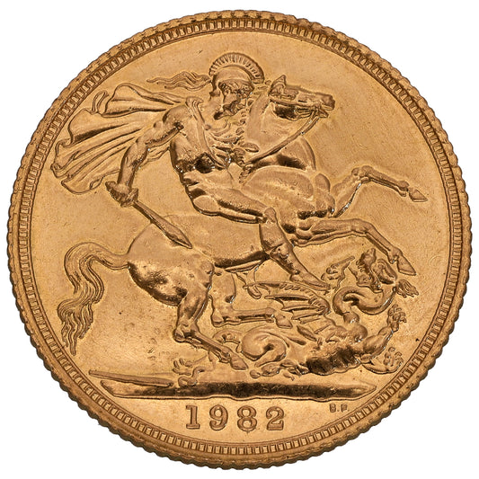 22ct Gold Queen Elizabeth II Full Sovereign Coin 1982