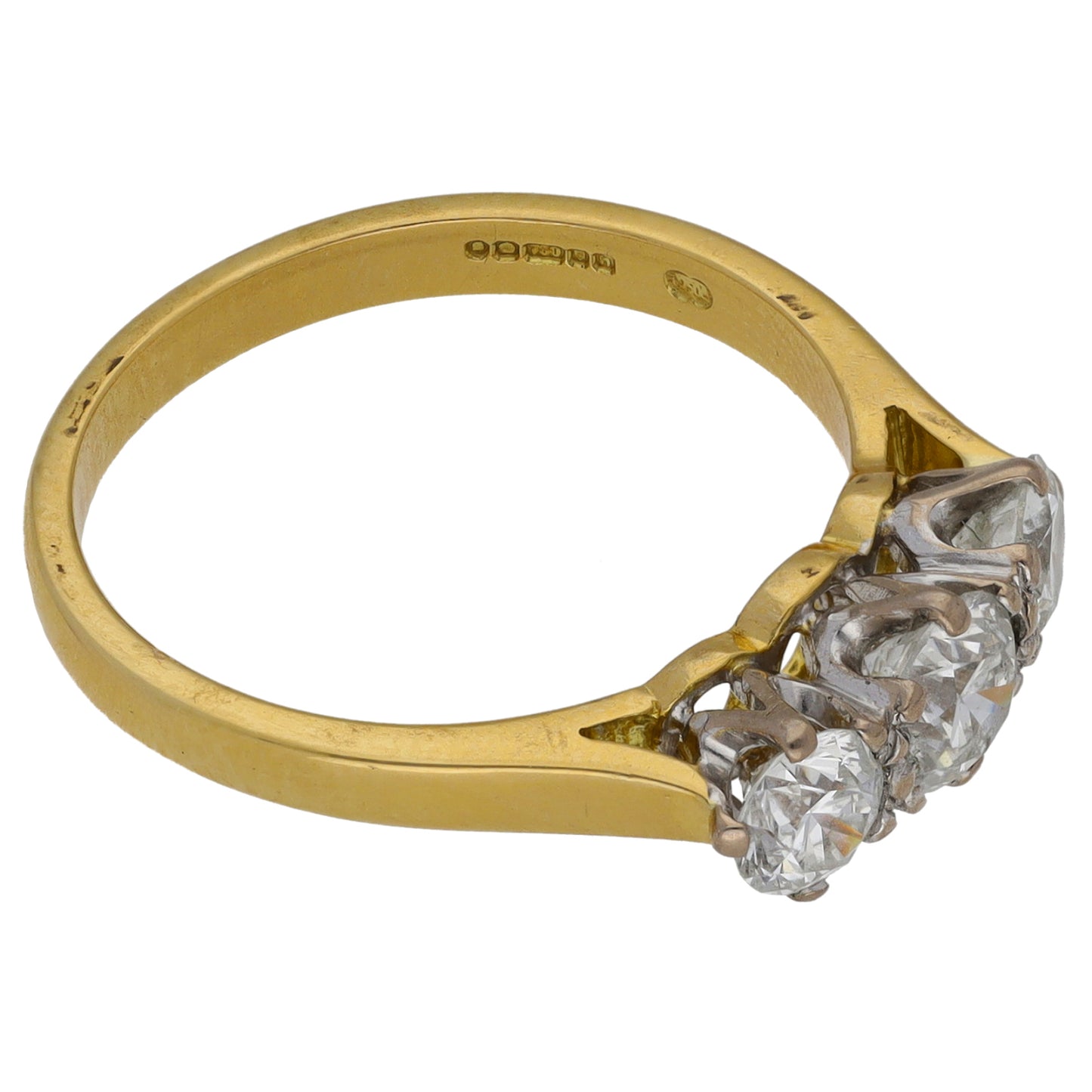 18ct Gold 0.98ct Diamond Trilogy Ring Size M