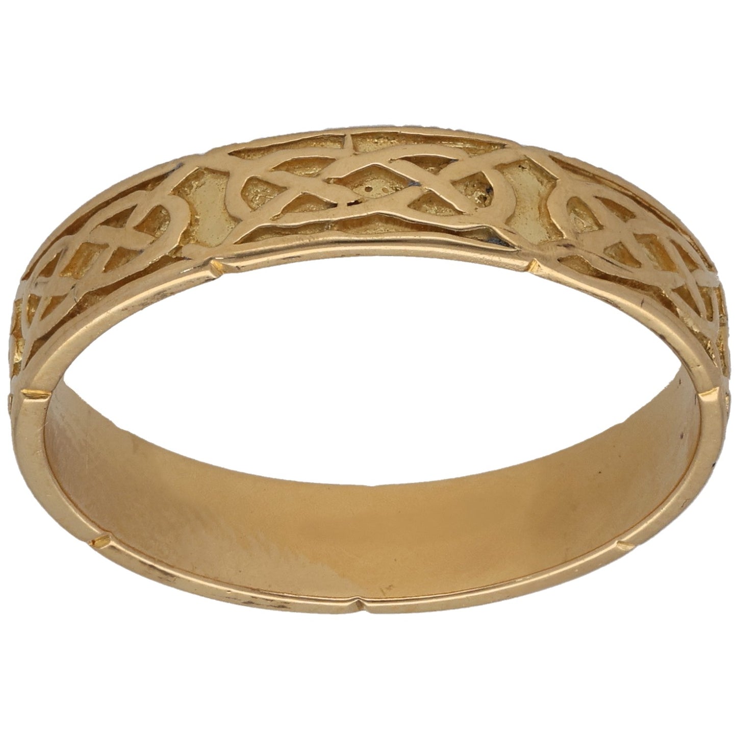 18ct Gold Patterned Wedding Ring Size T