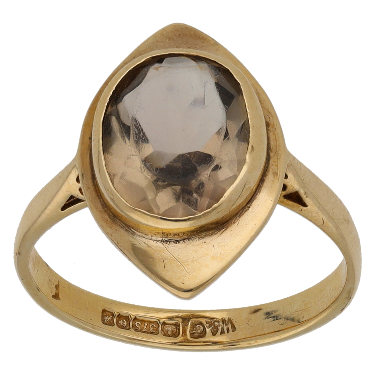 9ct Gold Smoky Quartz Single Stone Ring Size K