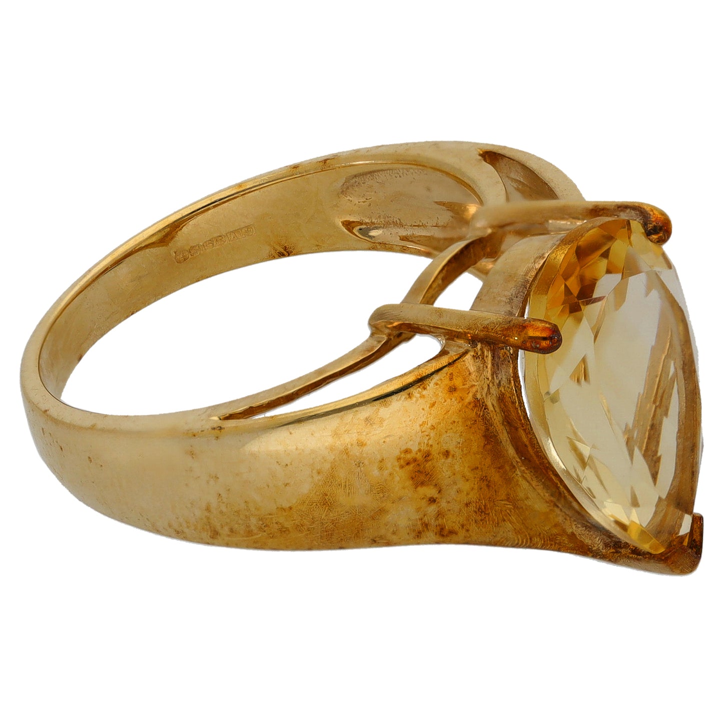 9ct Gold Citrine Single Stone Ring Size N