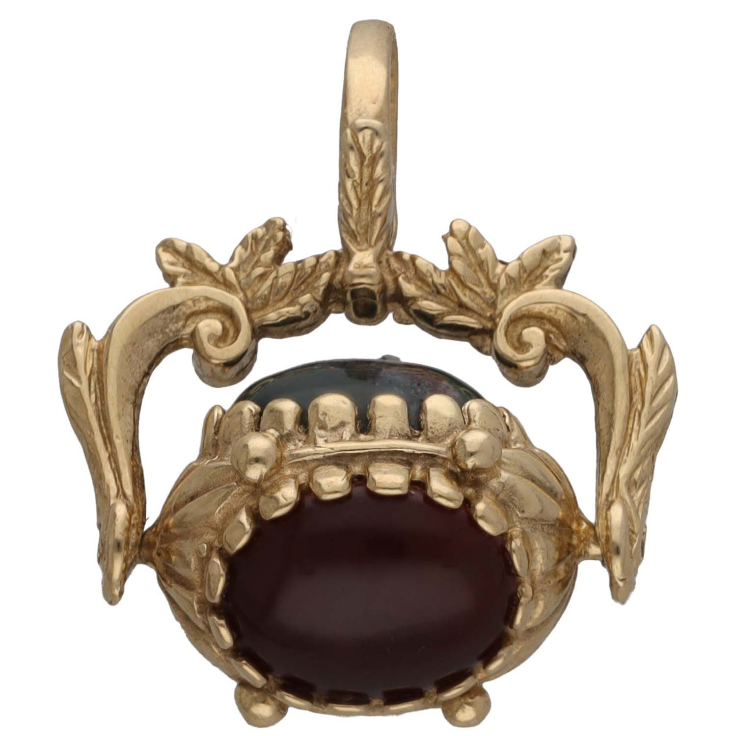 9ct Gold Bloodstone, Carnelian & Onyx Fob Pendant