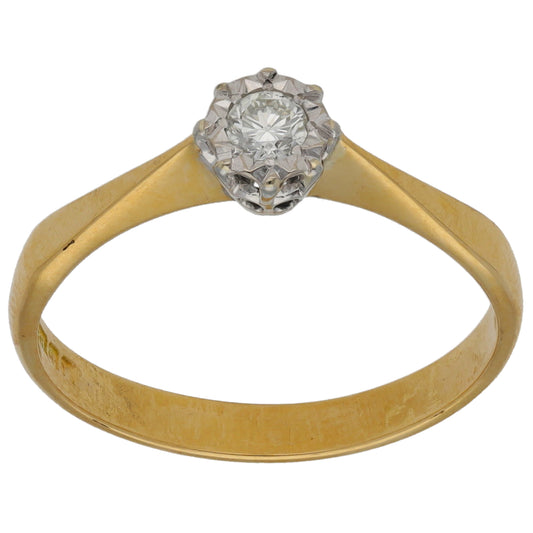 18ct Gold 0.10ct Diamond Solitaire Ring Size N