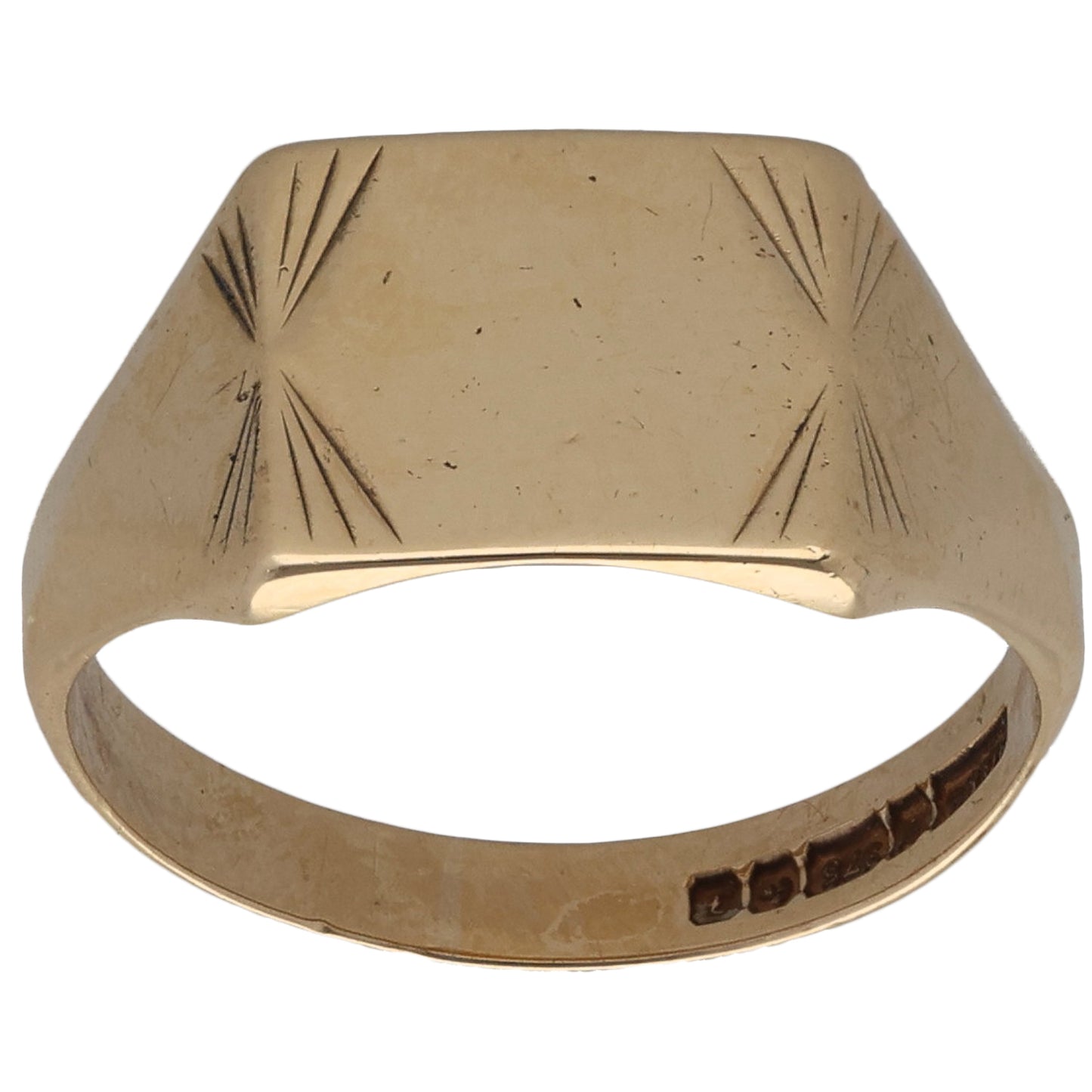 9ct Gold Patterned Signet Ring Size N