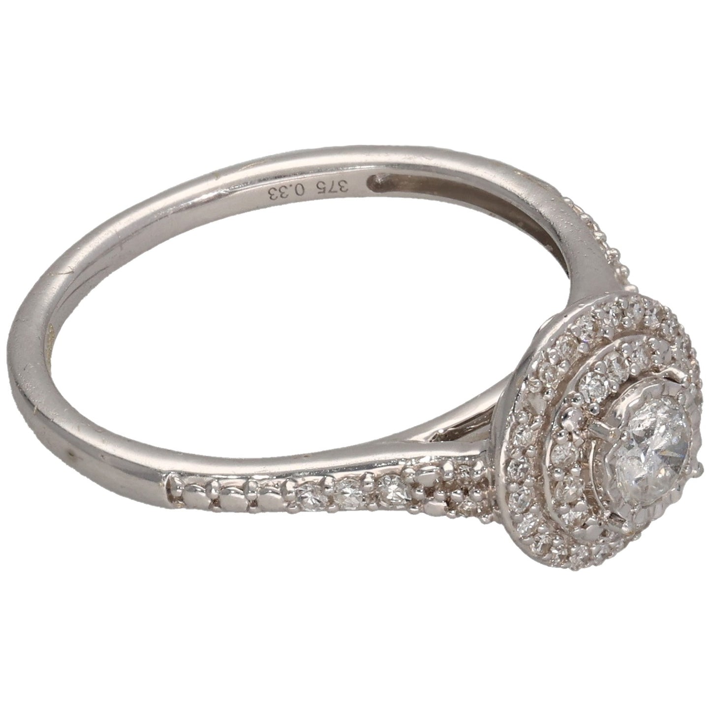9ct White Gold 0.33ct Diamond Halo Ring Size M