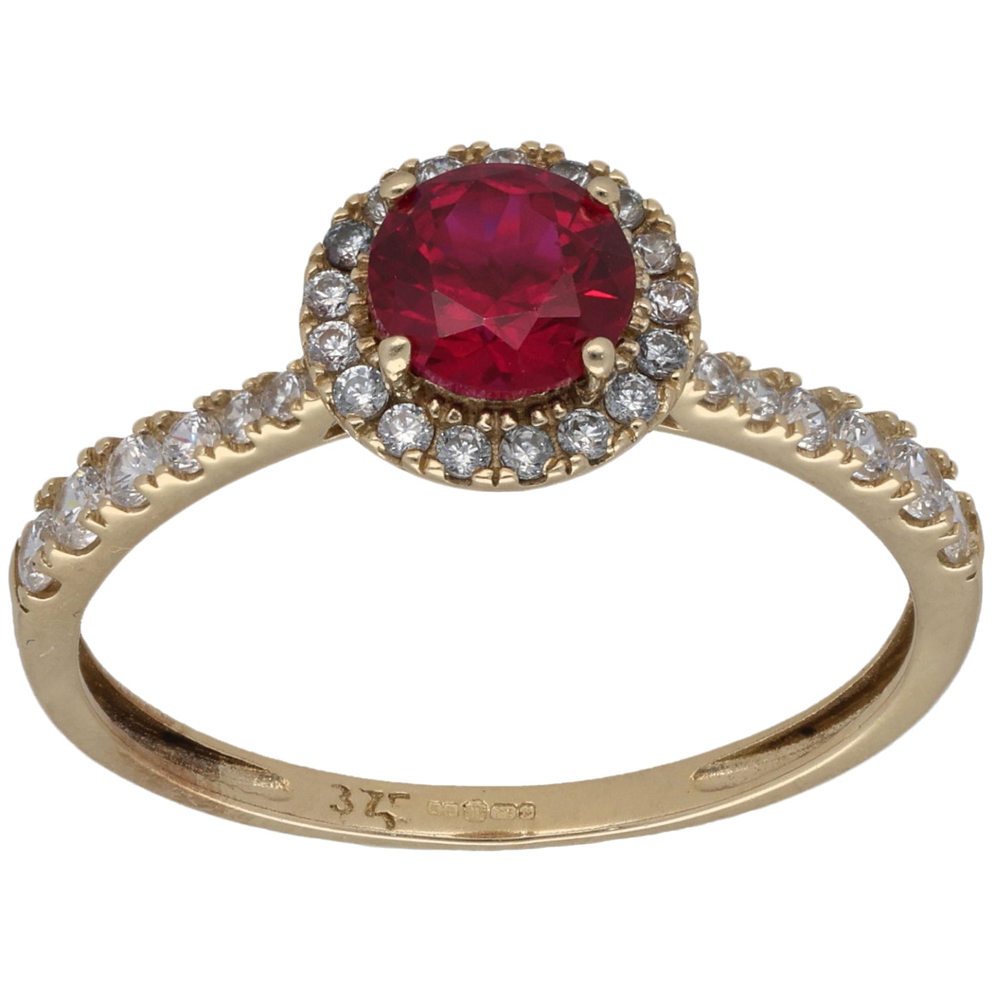 9ct Gold Imitation Gems Halo Ring Size T