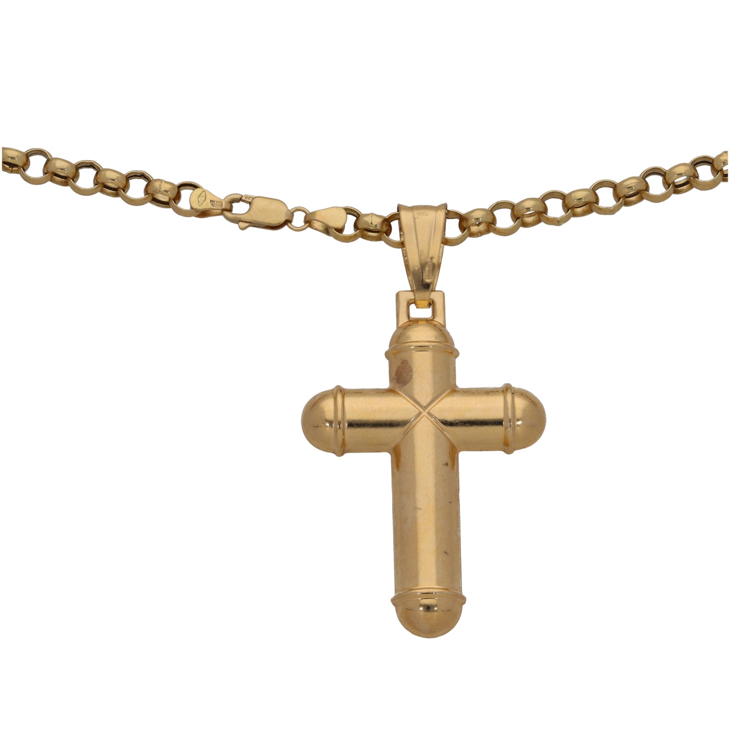 18ct Bicolour Gold Crucifix Pendant With Chain