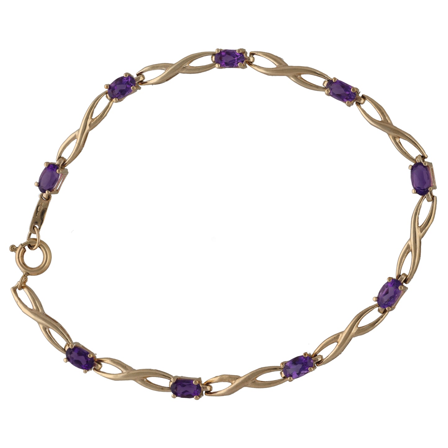 9ct Gold Amethyst Fancy Stone Set Bracelet