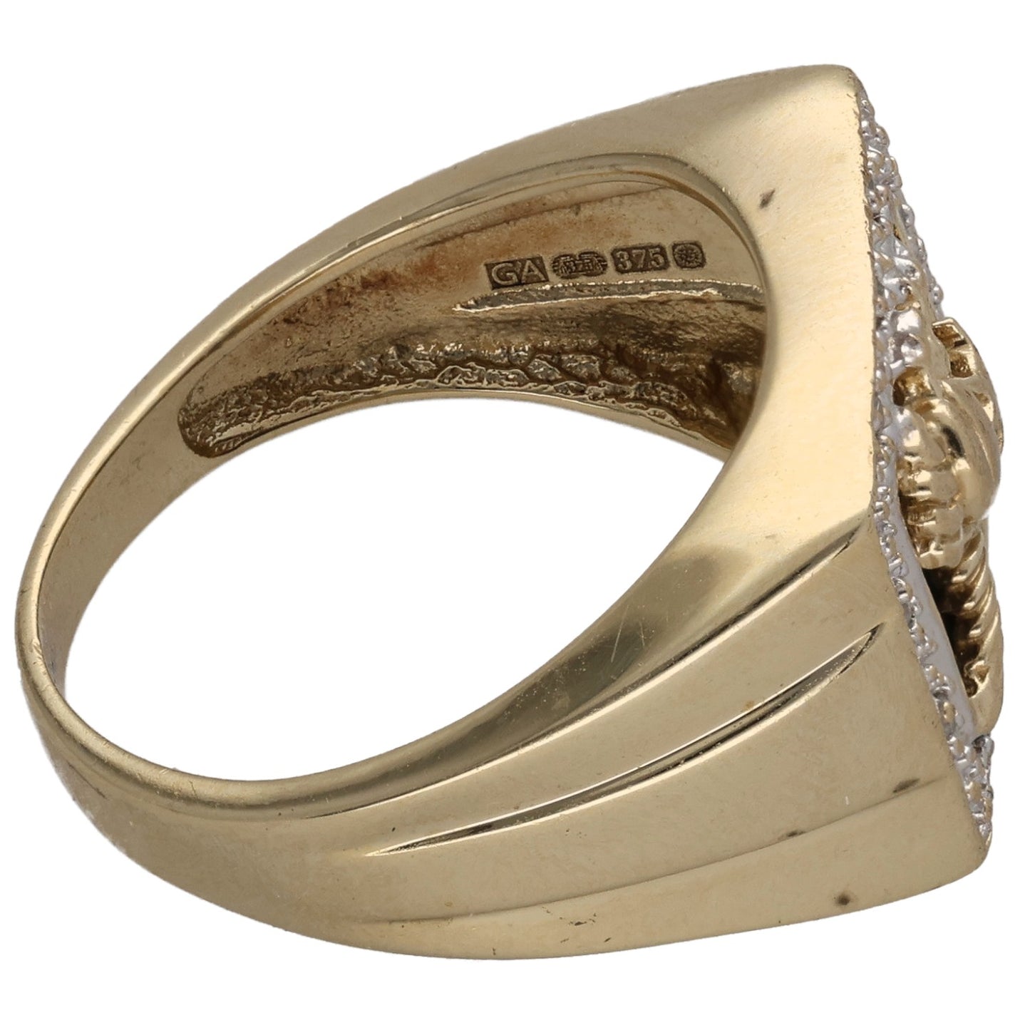 9ct Gold Onyx & 0.10ct Diamond Eagle Ring Size R