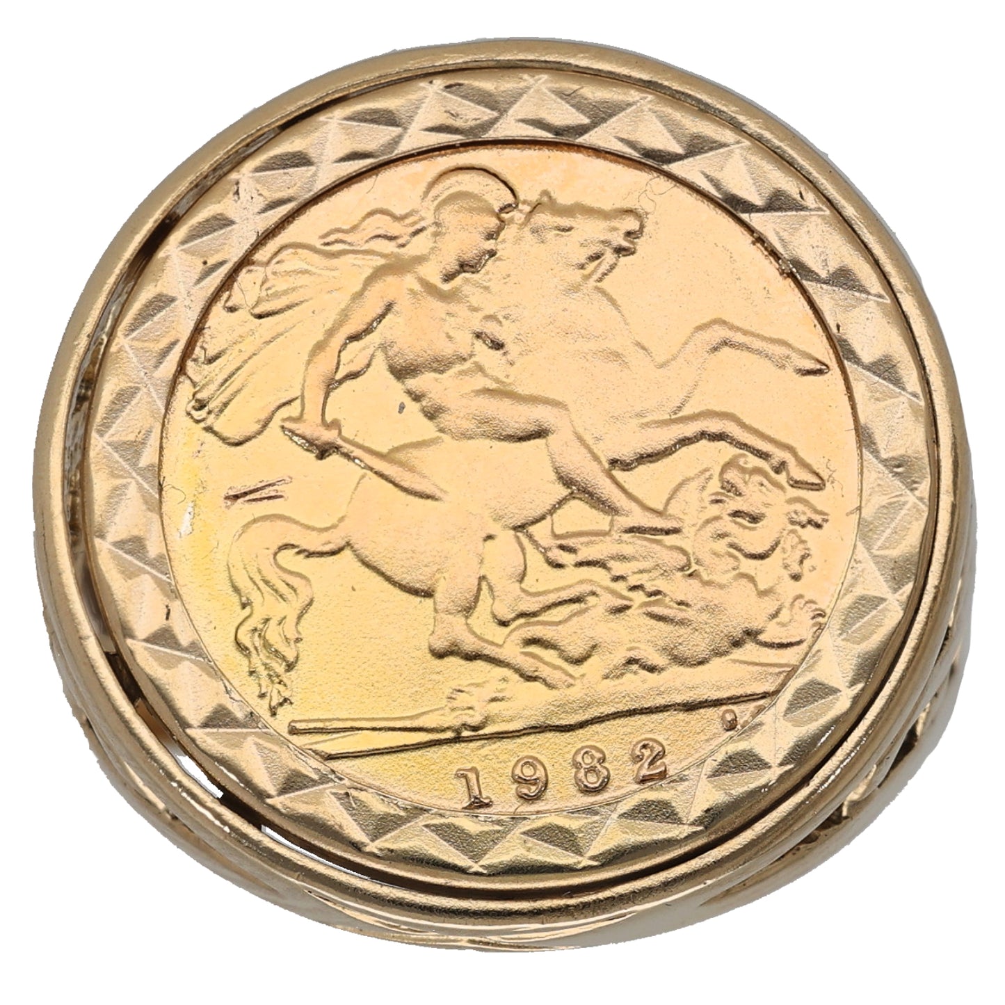 9ct Gold Half Sovereign Coin Ring Size T