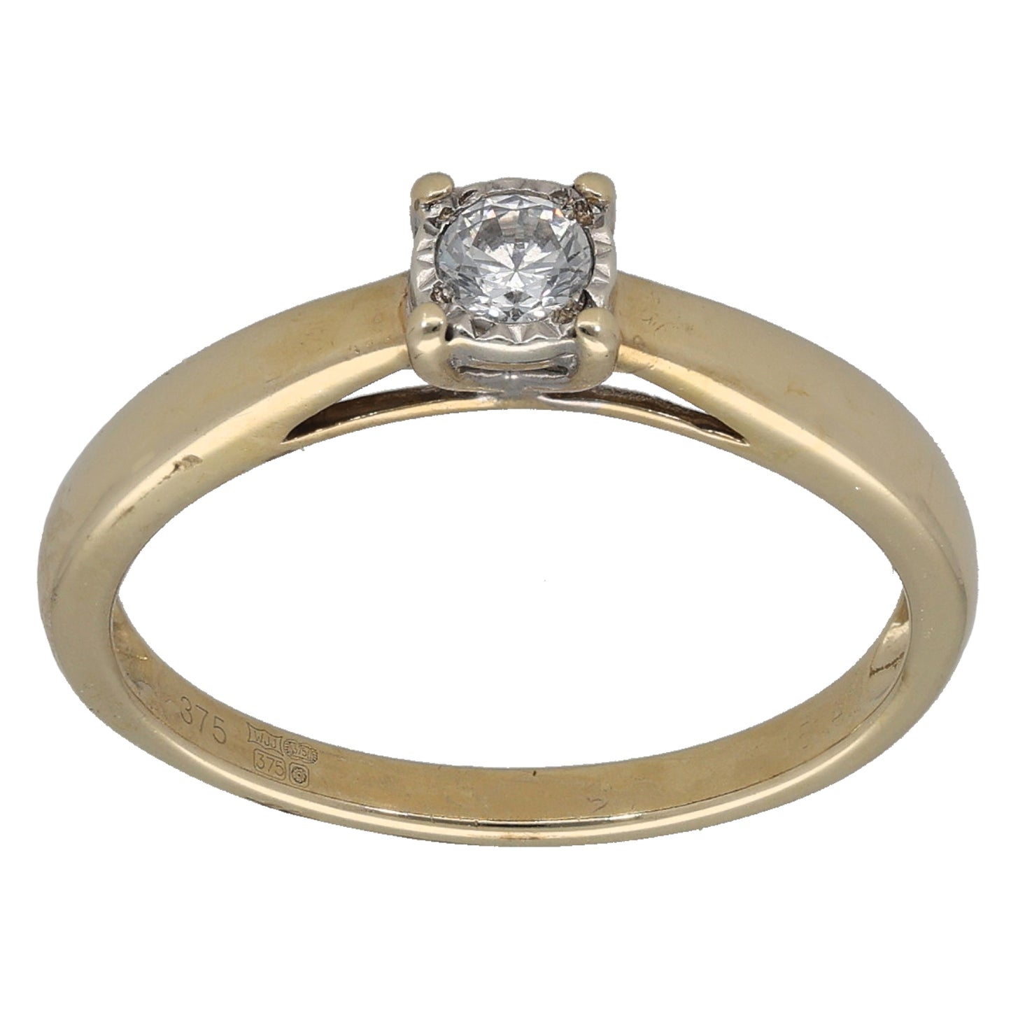 9ct Gold Cubic Zirconia Single Stone Ring Size N