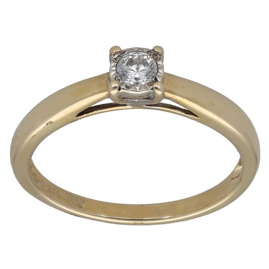 9ct Gold Cubic Zirconia Single Stone Ring Size N