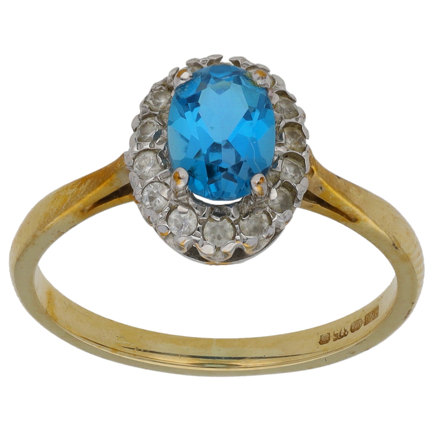 9ct Gold Topaz & White Topaz Dress/Cocktail Ring Size M