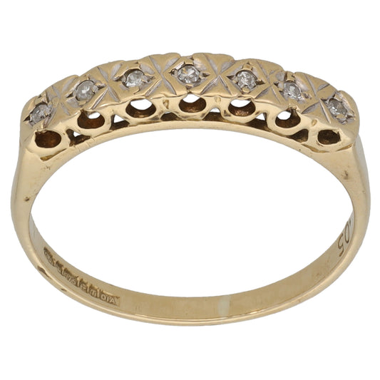 9ct Gold 0.07ct Diamond Half Eternity Ring Size M