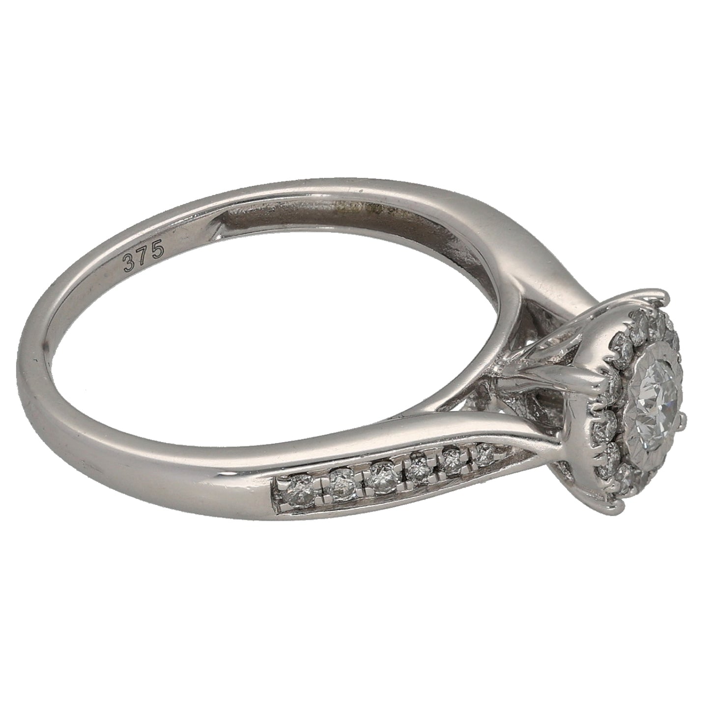9ct White Gold 0.33ct Diamond Cluster Ring Size L