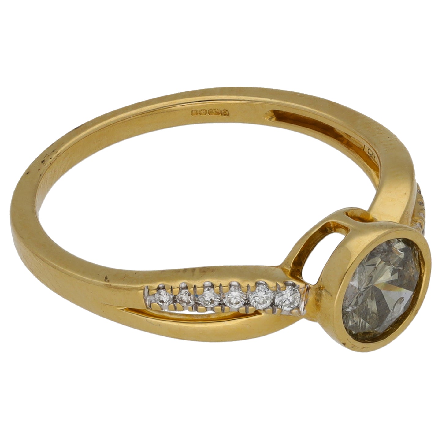 18ct Gold 0.78ct Diamond Solitaire Ring With Accent Stones Size N