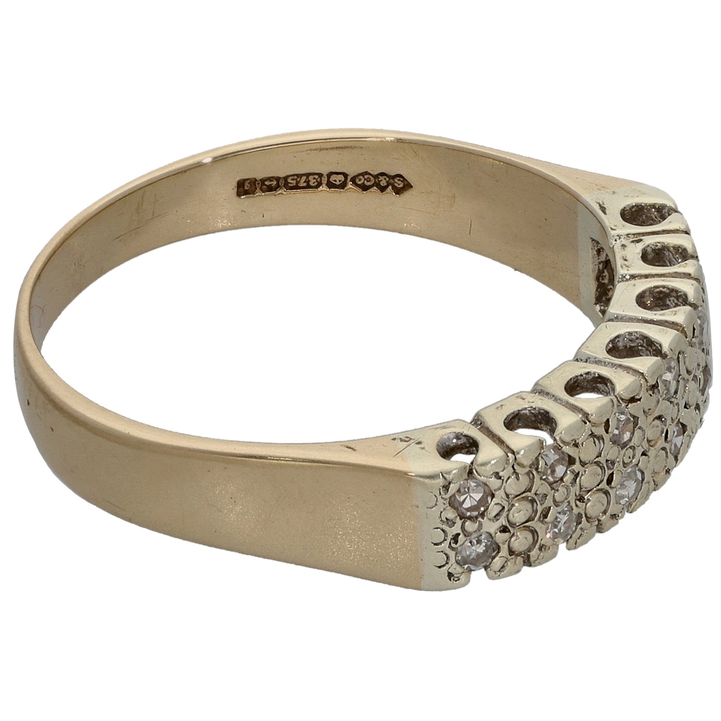 9ct Gold 0.14ct Diamond Half Eternity Ring Size P