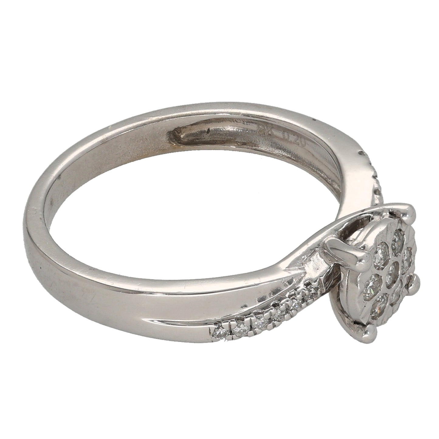 9ct White Gold 0.20ct Diamond Cluster Ring Size L