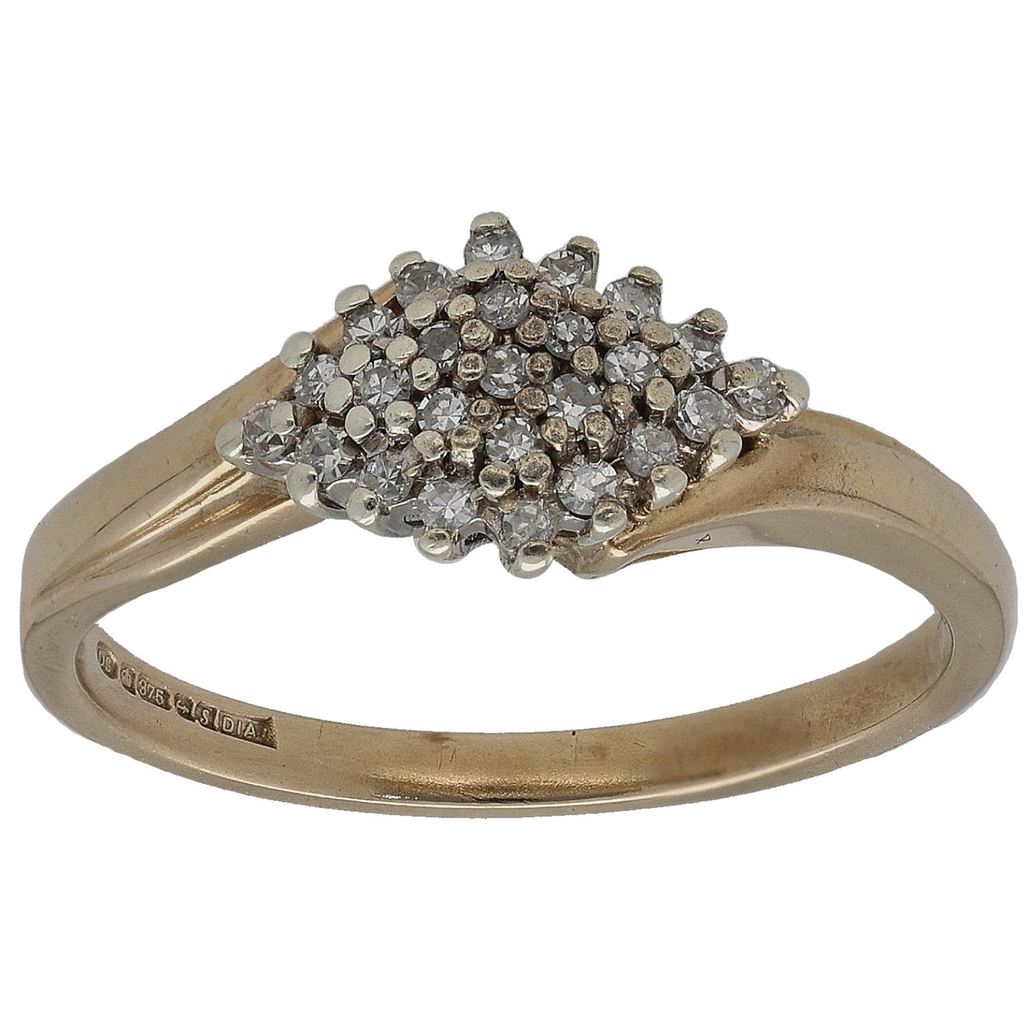 9ct Gold 0.125ct Diamond Cluster Ring Size N